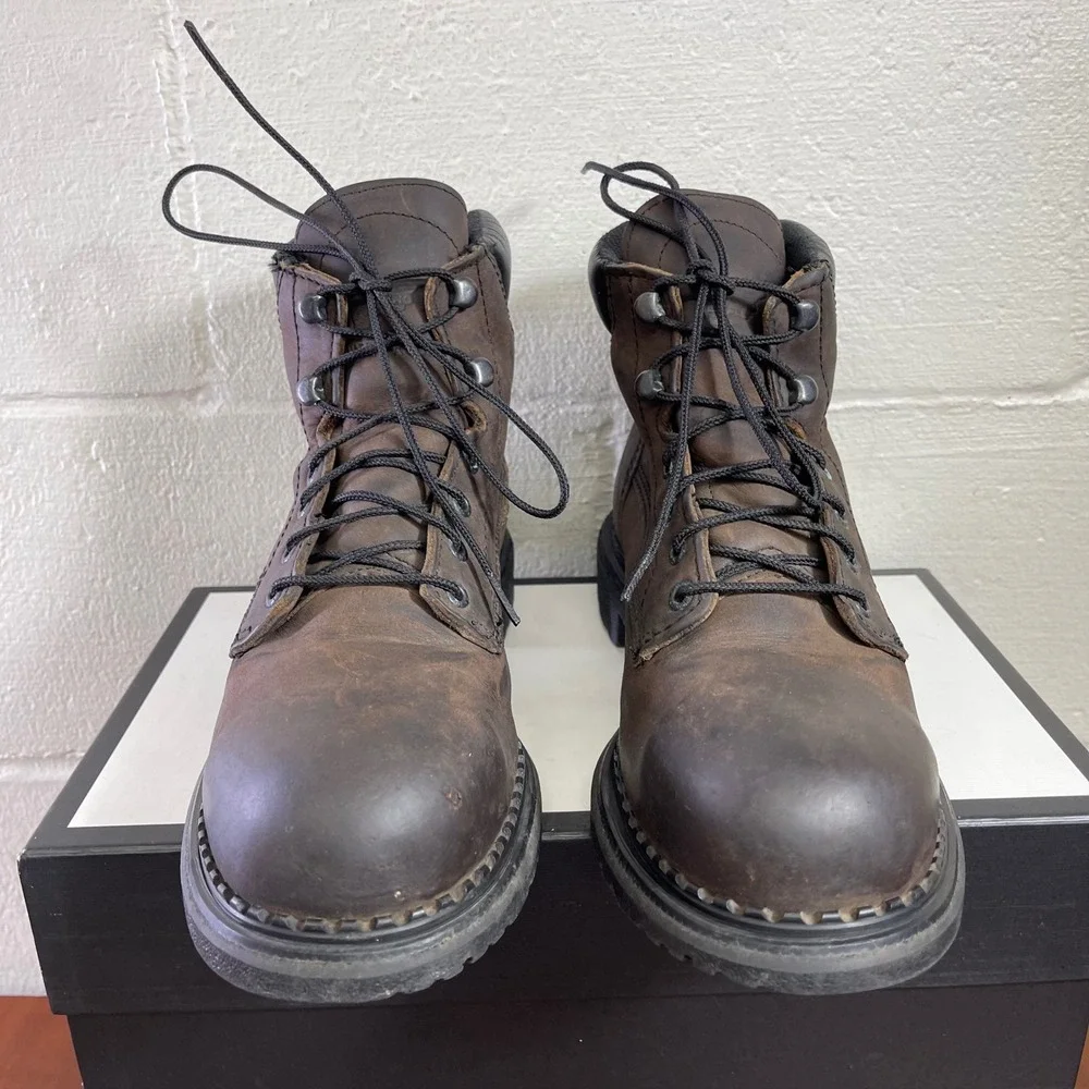 RED WING 4406 Steel Toe Brown Leather Work Boots Waterproof Men's US 9 D/8 UK